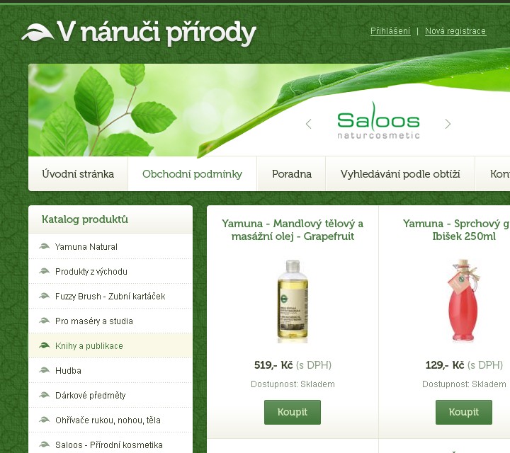 V naruci prirody - Web Design - Header & Products