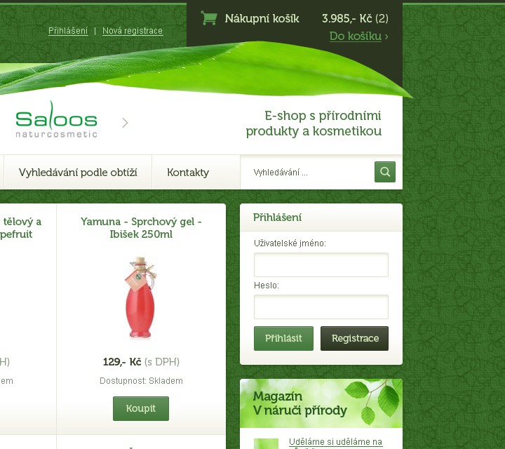 V naruci prirody - Web Design - Cart & Login