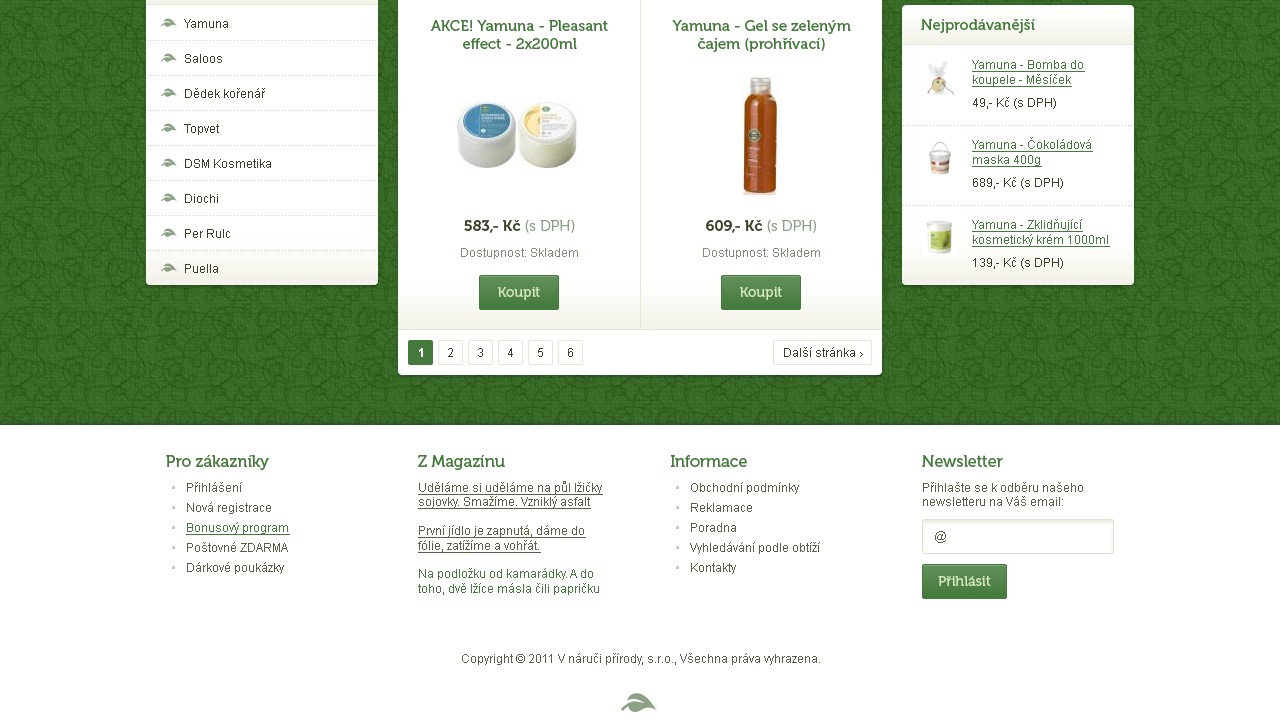 V naruci prirody - Web Design - Products & footer