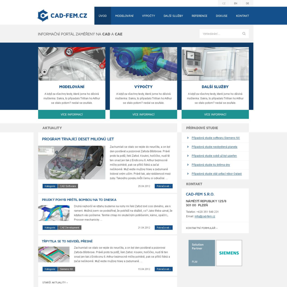 CAD FEM - Web Design - Homepage