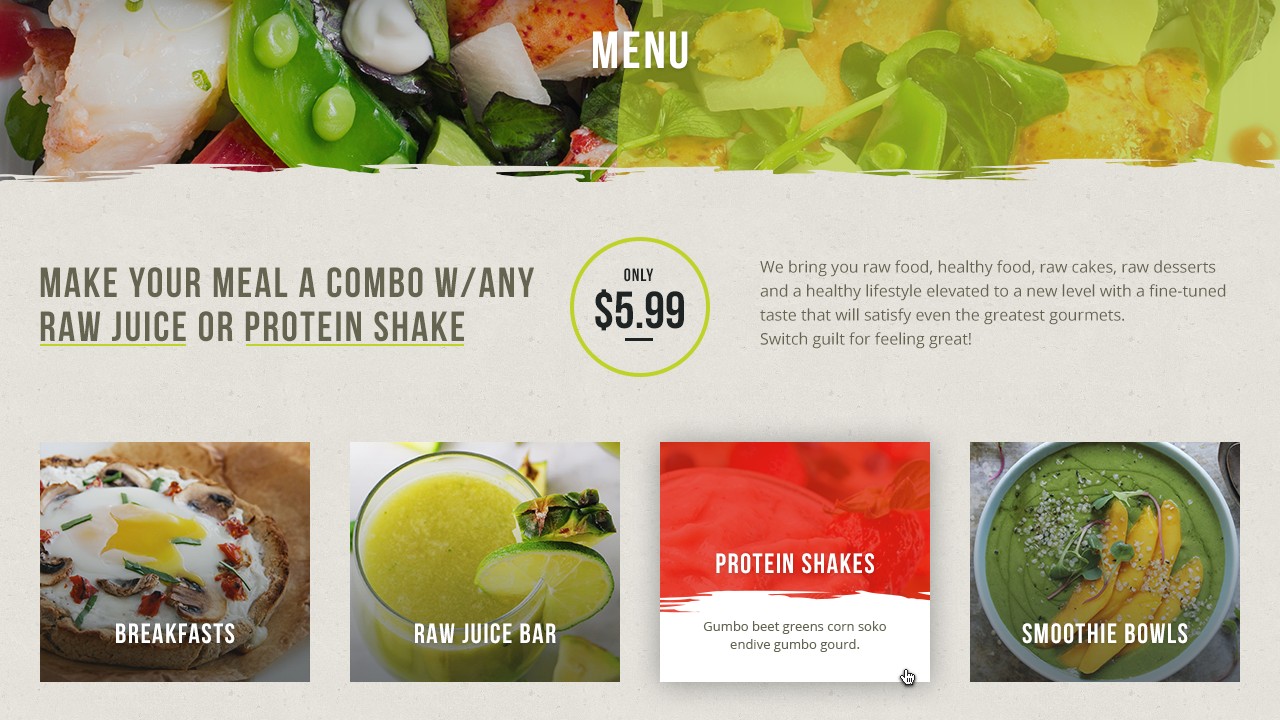 Protein Kitchen - Web Design - Menu