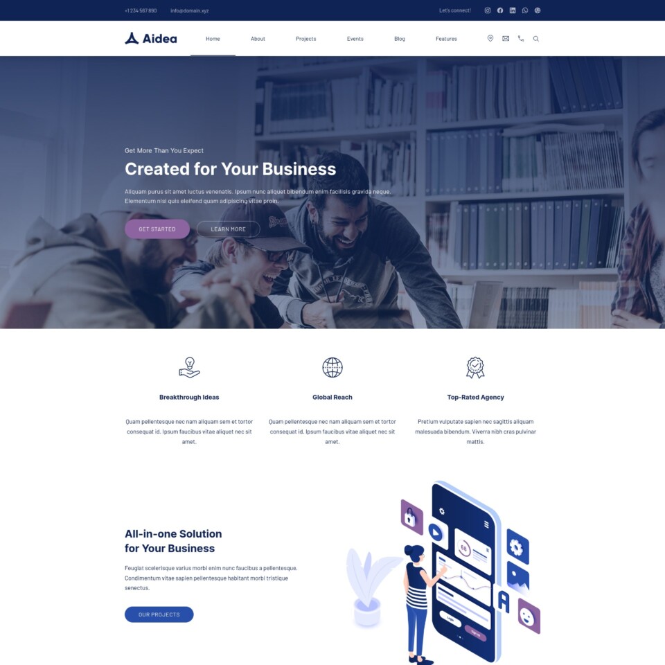 Aidea by FORQY - Preview of the Business WordPress Theme