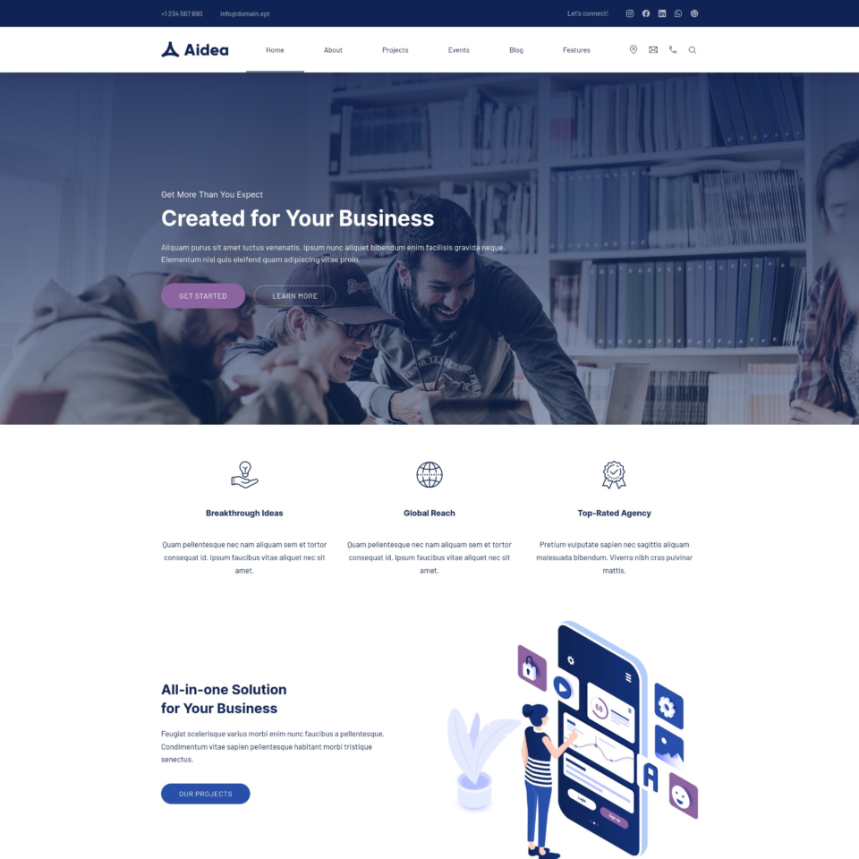 Aidea by FORQY - Preview of the Business WordPress Theme