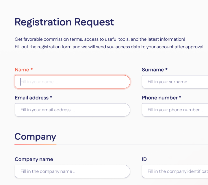 Invest.in - Web Design & Development - Sign Up