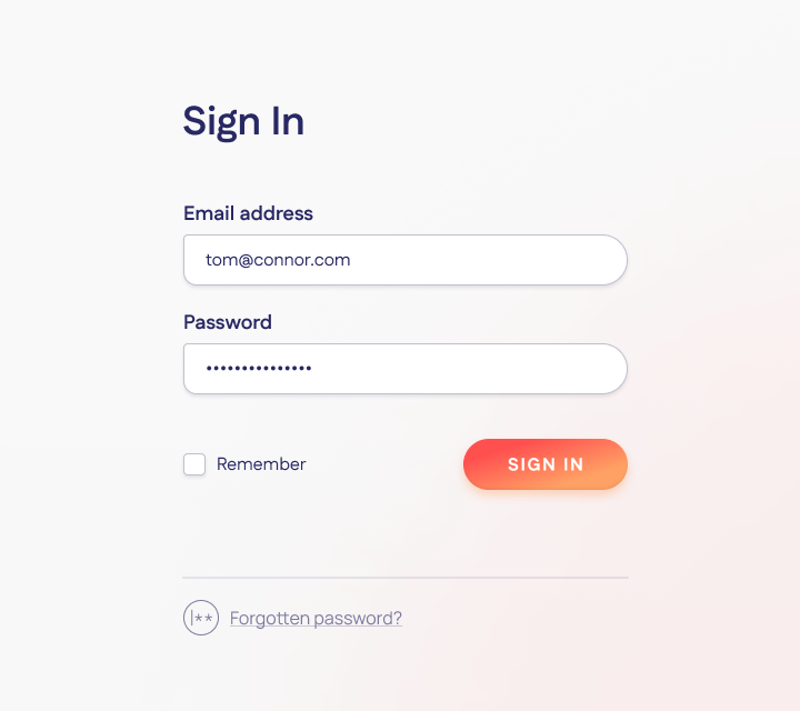 Invest.in - Web Design & Development - Sign In