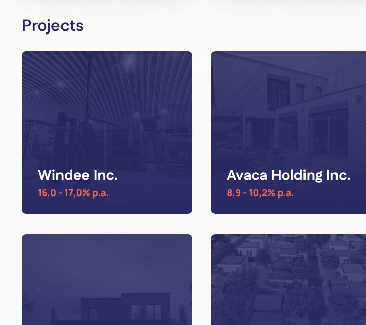 Invest.in - Web Design & Development - Partner Dashboard - Projects