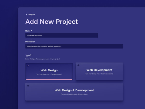 Add a Web Design or Web Development Project through the Partner Account on the WDSGN.Agency