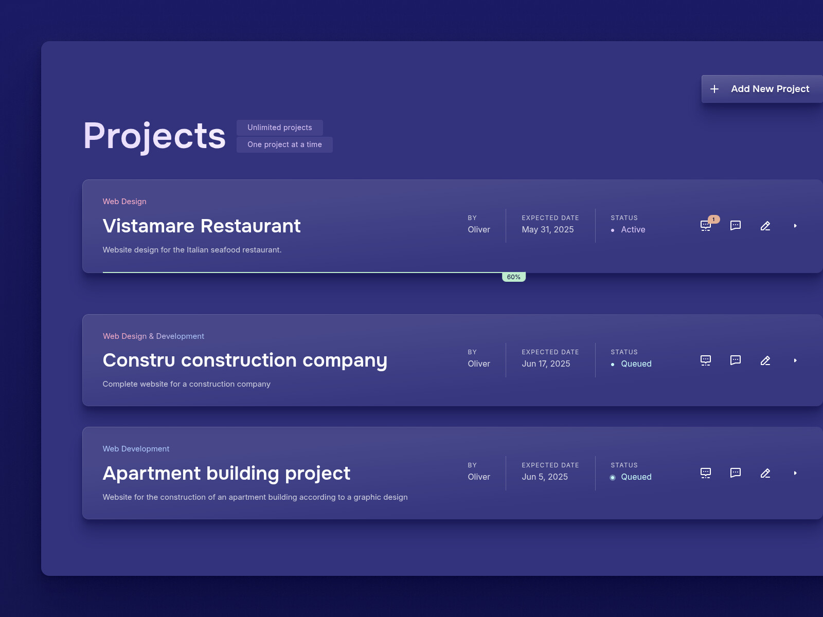 Web Design & Development Projects in the Partner Account on the WDSGN.Agency
