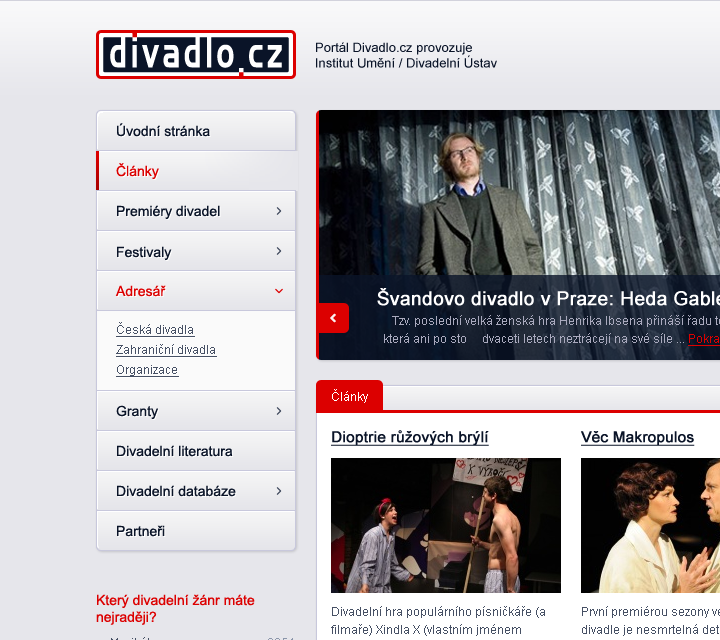 Divadlo.cz - Web Design - Header, Navigation & Articles