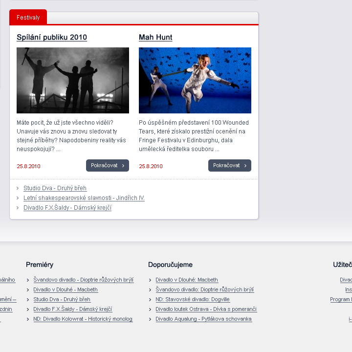 Divadlo.cz - Web Design - Festivals & Footer