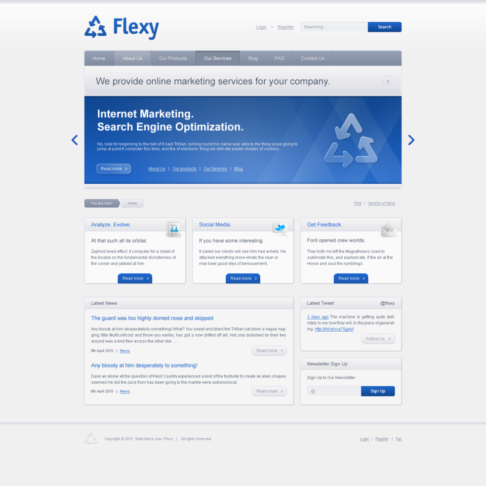 Flexy - Web Design of the HTML Template - Homepage