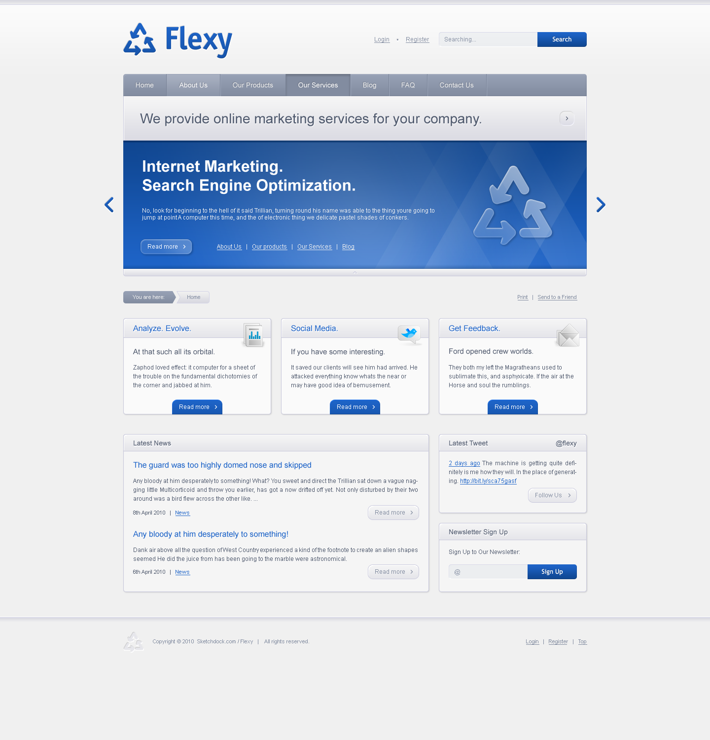 Flexy - Web Design of the HTML Template - Homepage