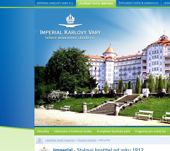 Hotel Imperial - Web Design - Header, Navigation & Hero Section