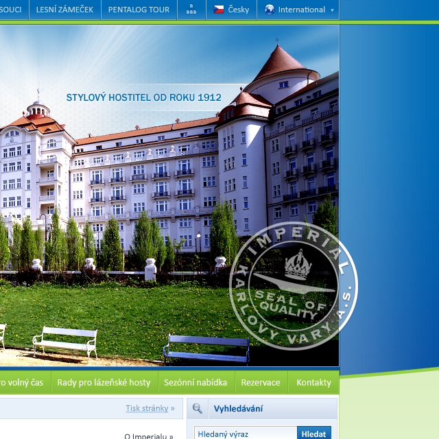 Hotel Imperial - Web Design - Hero Section & Seal of Quality