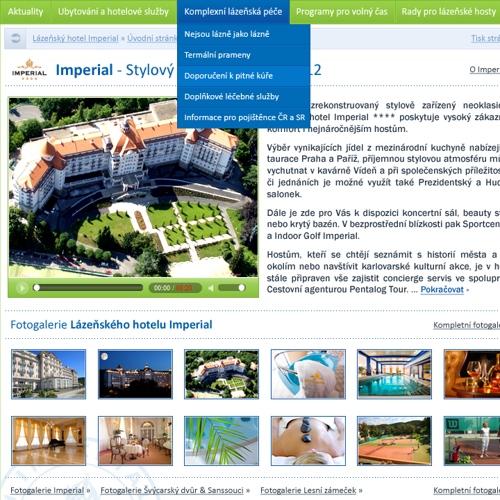 Hotel Imperial - Web Design - Sub-navigation & Video