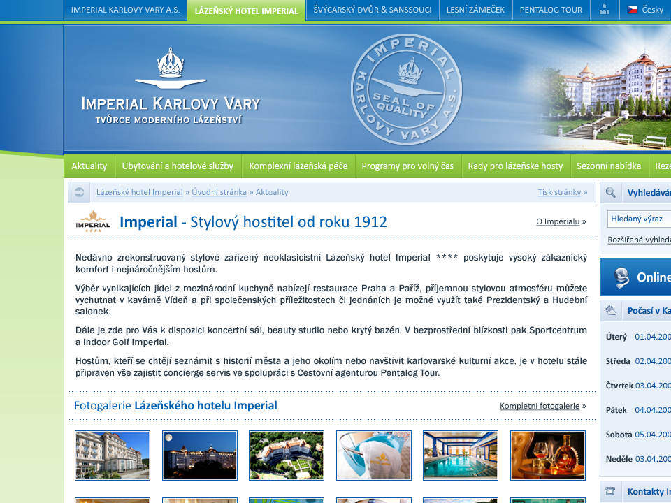 Hotel Imperial - Web Design - Sub-page