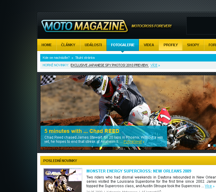 Moto Magazine - Web Design - Header, Navigation & Recent News