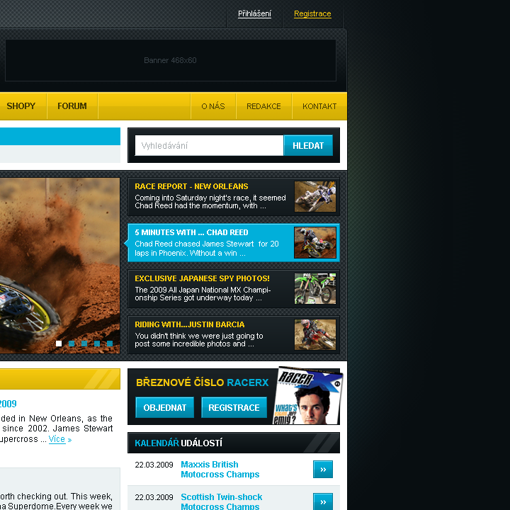 Moto Magazine - Web Design - Header Ad, Navigation & Events