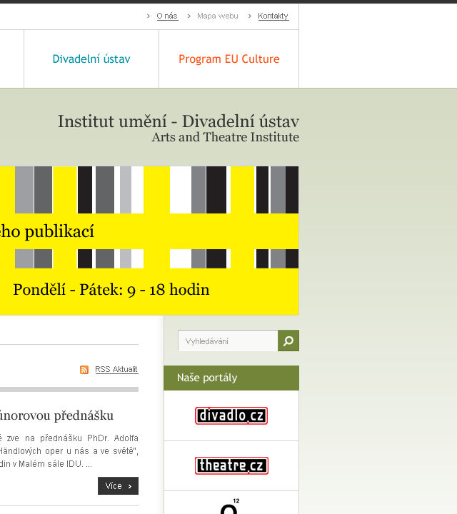 Theatre Institute - Web Design - Navigation & Hero Headline