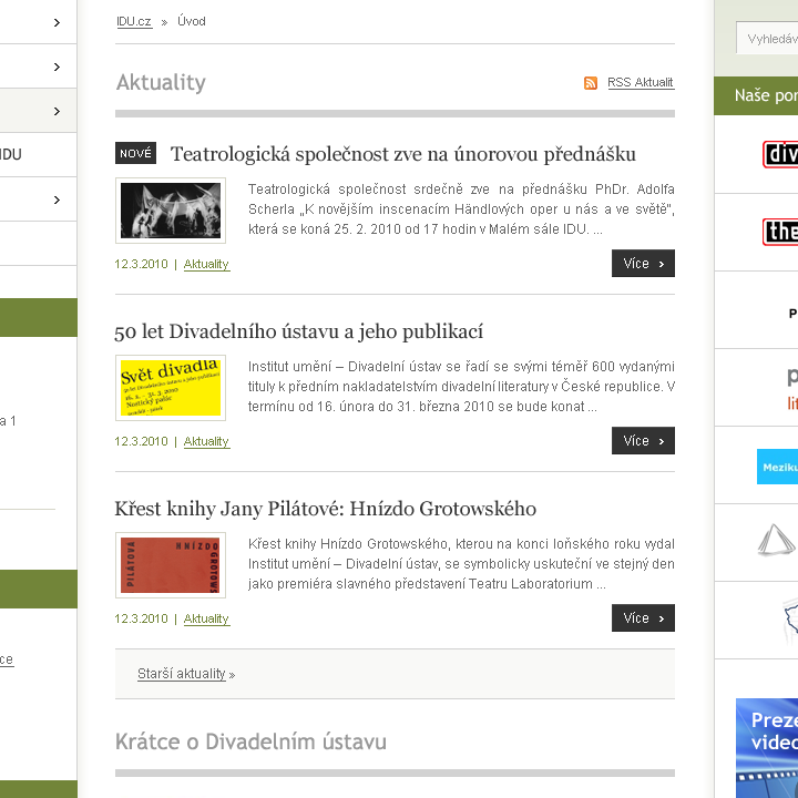 Theatre Institute - Web Design - News