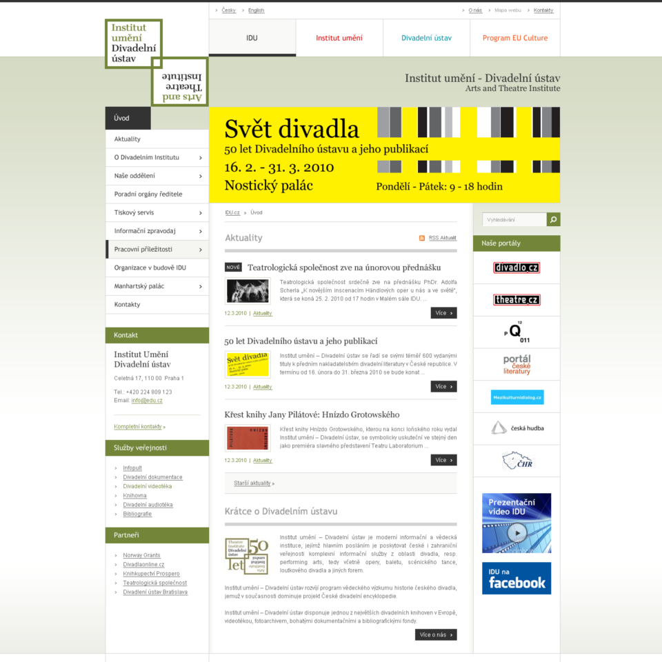 Theatre Institute - Web Design - Homepage