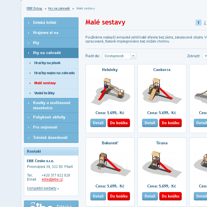 Eibe - Web Design - Navigation & Products