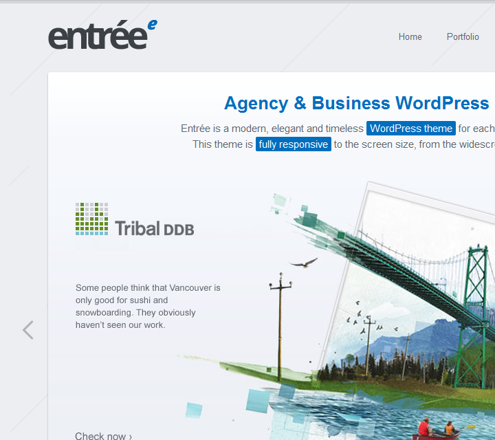 Entrée - Web Design & Development of the WordPress Theme - Header, Navigation & Hero Section