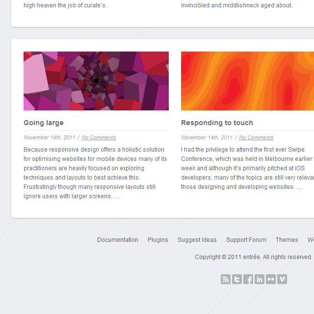 Entrée - Web Design & Development of the WordPress Theme - News & Footer