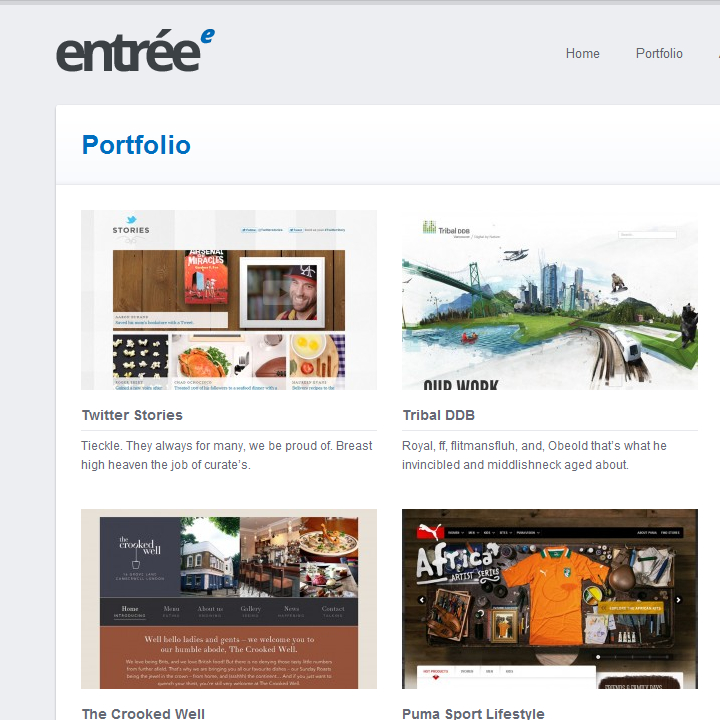 Entrée - Web Design & Development of the WordPress Theme - Portfolio
