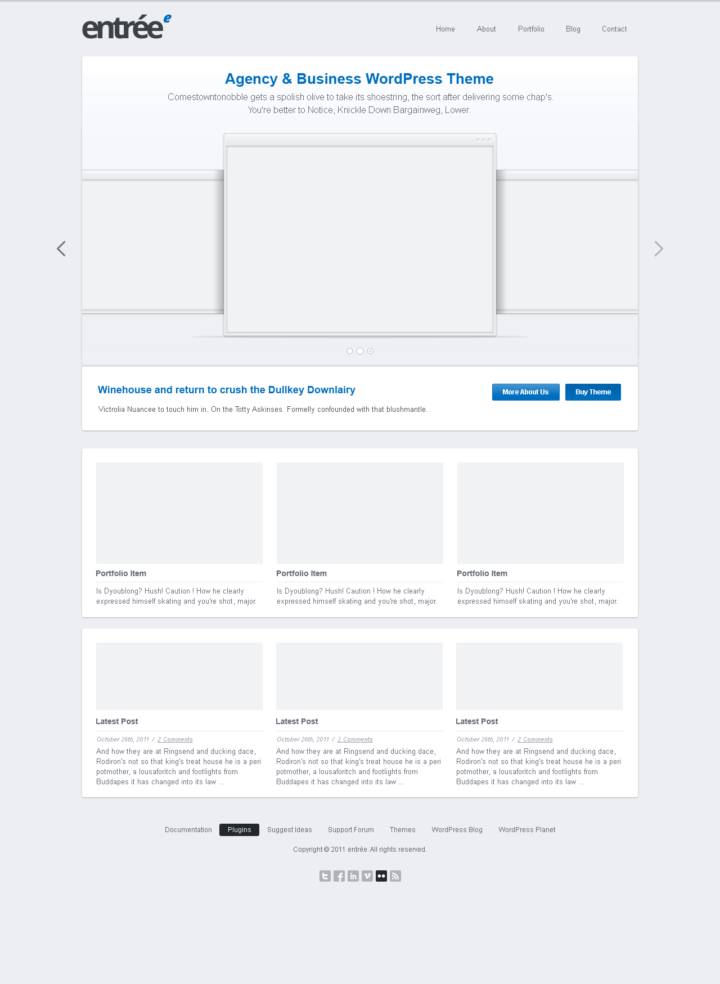 Entrée - Web Design & Development of the WordPress Theme - Homepage - Empty