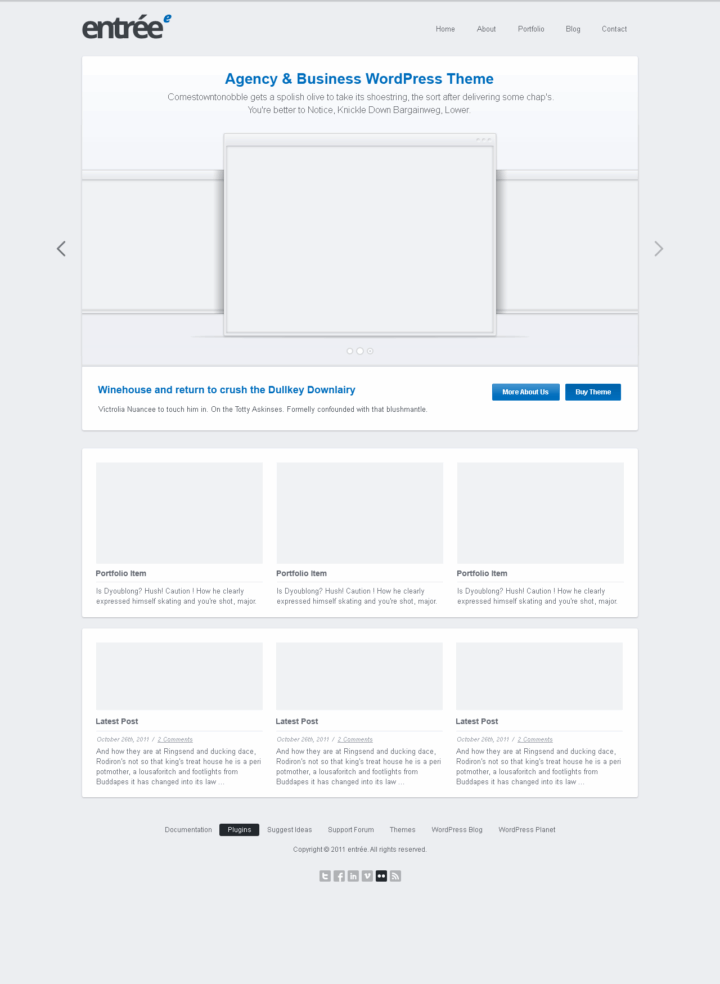 Entrée - Web Design & Development of the WordPress Theme - Homepage - Empty