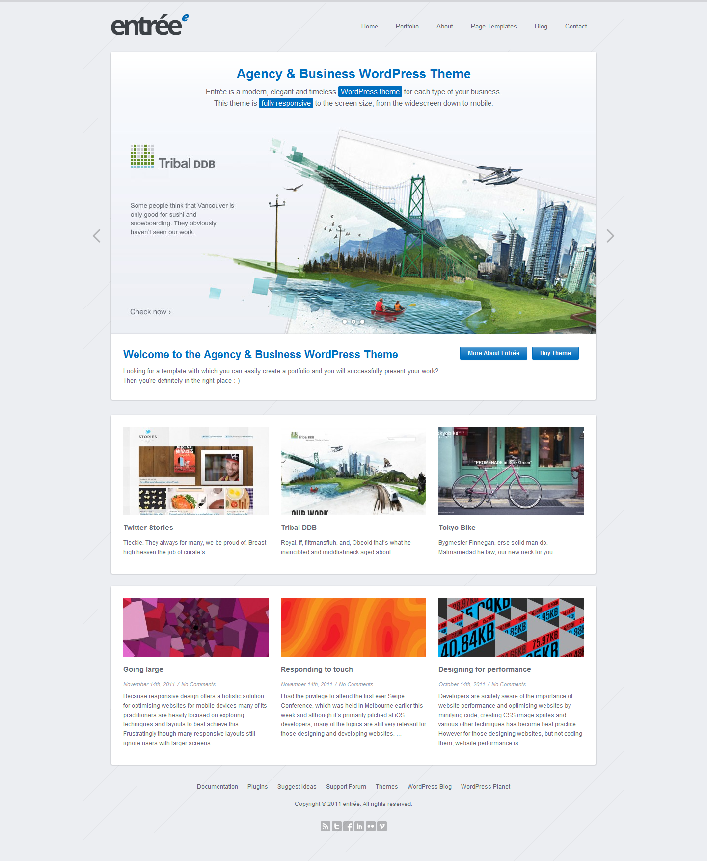 Entrée - Web Design & Development of the WordPress Theme - Homepage