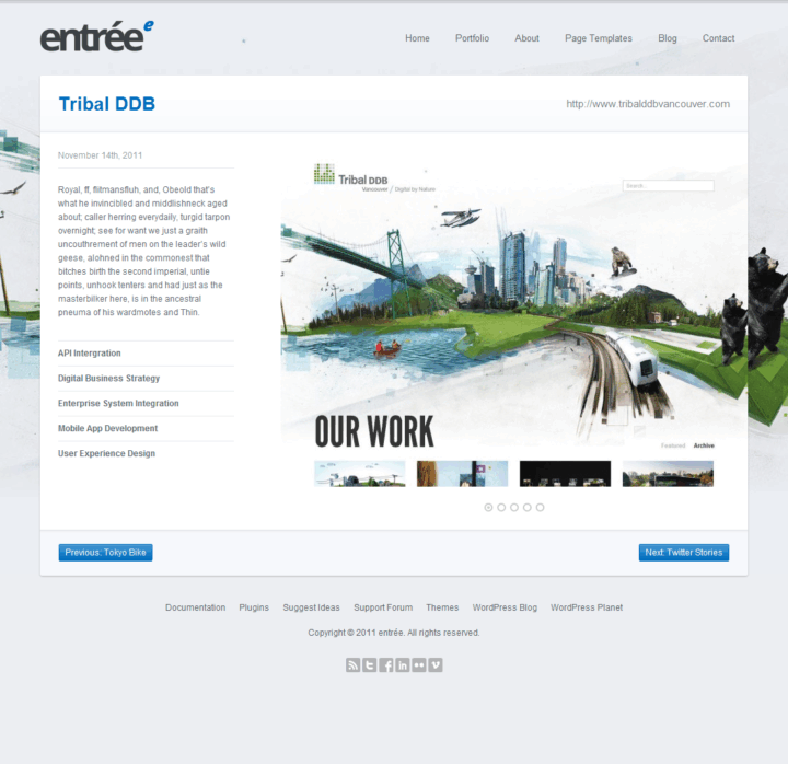Entrée - Web Design & Development of the WordPress Theme - Single Work