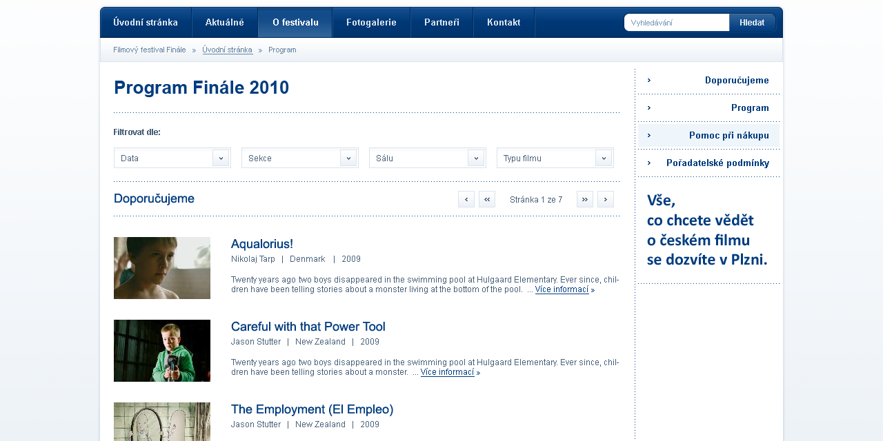 Festival Finale - Web Design - Gallery, Navigation & Program