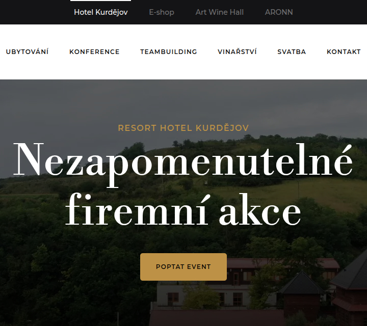 Hotel Kurdejov - Web Development - Navigation & Hero Headline