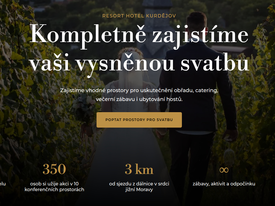 Hotel Kurdejov - Web Development - Weddings Hero Headline