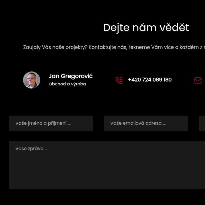 JG Interier - Web Development - Contact Form