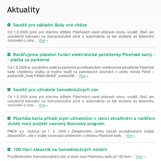 Pilsen Card - Web Design - Articles