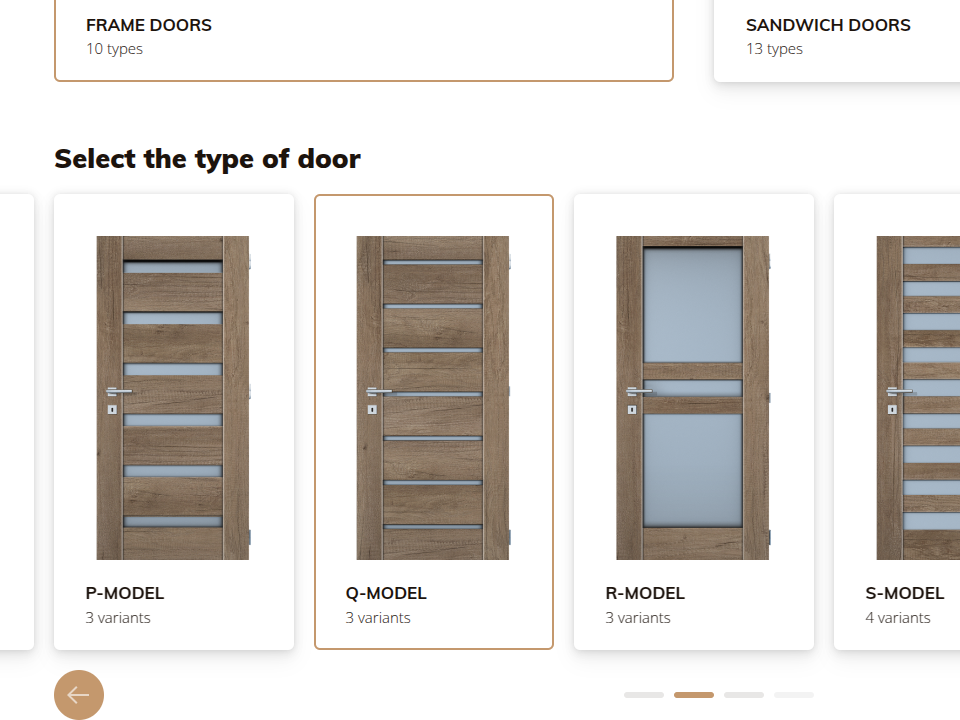 PMP Product - Web Development - Configurator - Doors Type Selection
