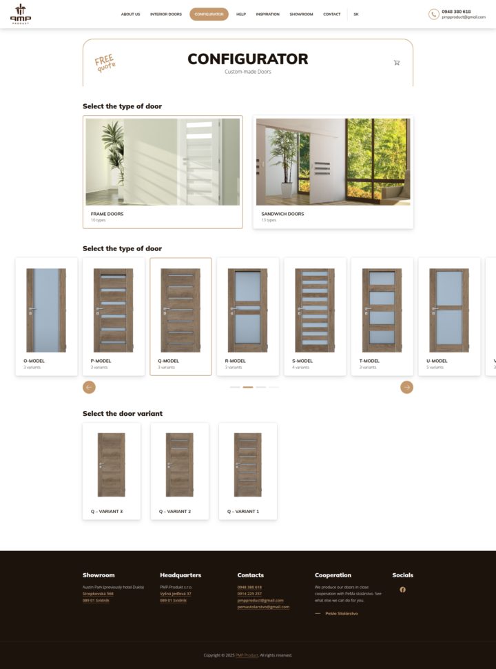 PMP Product - Web Development - Configurator - Doors Selection
