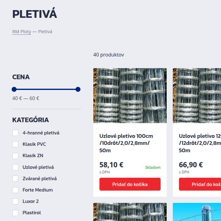 RM Fences - Web Development - Product Category with Filter