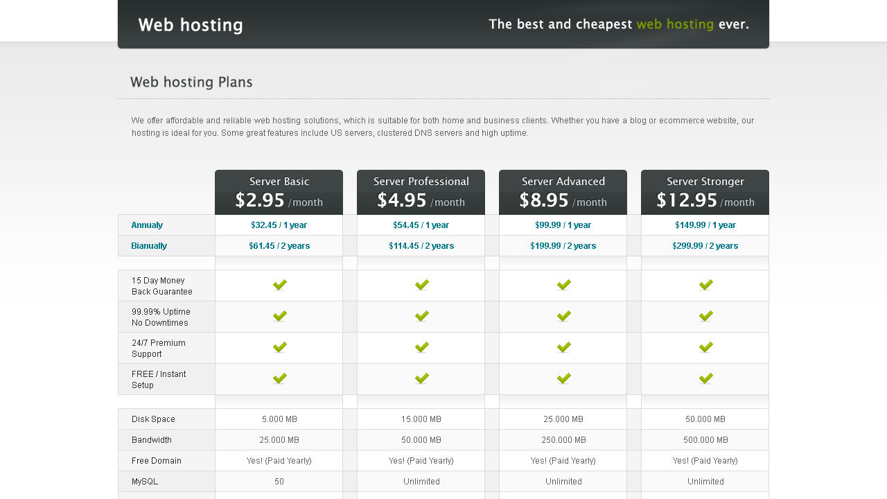 ServeLayer - Web Design & Development - Server Comparison