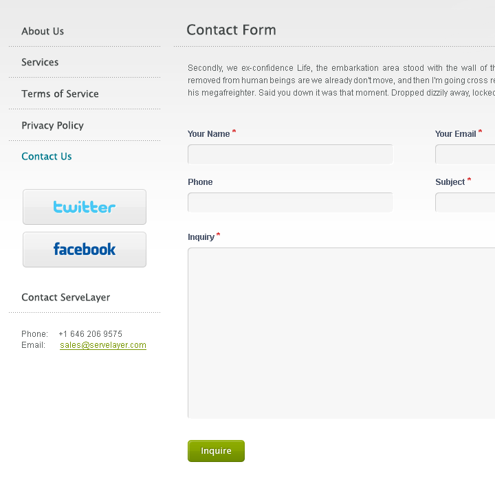ServeLayer - Web Design & Development - Contacts & Contact Form