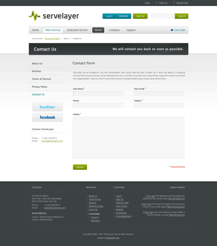 ServeLayer - Web Design & Development - Contact