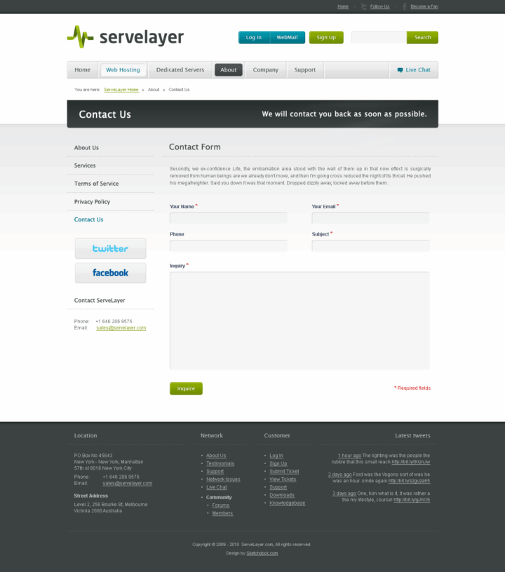 ServeLayer - Web Design & Development - Contact