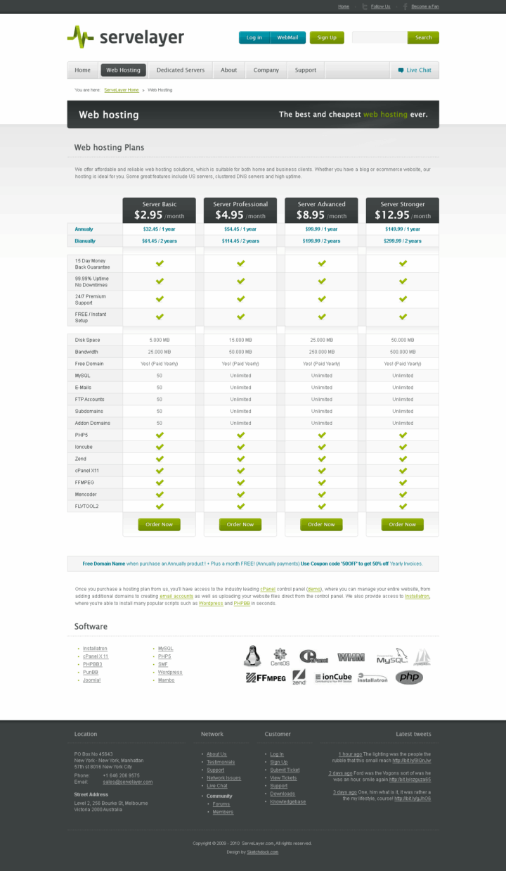 ServeLayer - Web Design & Development - Server Comparison