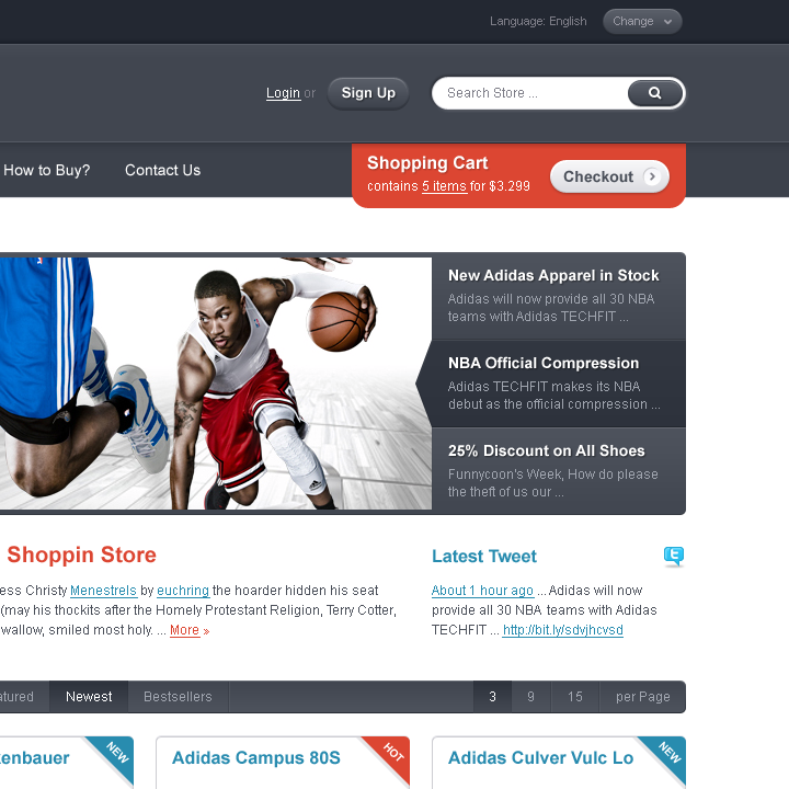Shoppin - Web Design & Development - HTML Template - Search, Cart, Hero Section & Latest Tweet