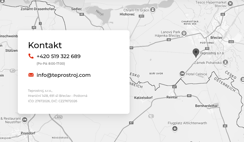 Teprostroj - Web Development - Directions & Map
