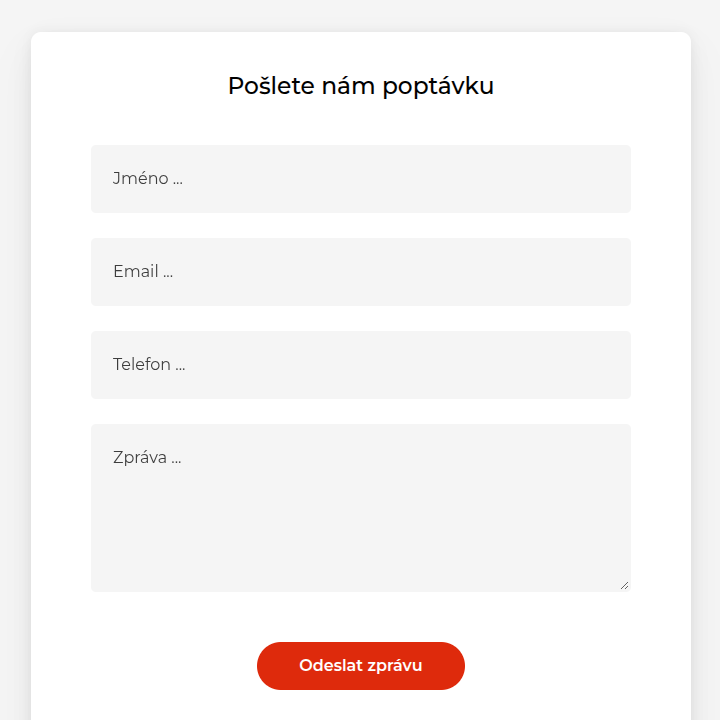Teprostroj - Web Development - Contact Form