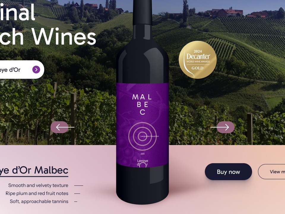 Leroye d'Or - Web Design - Hero Wine